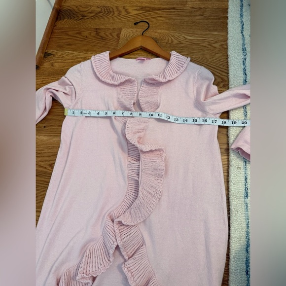 Lilly Pulitzer Pink Ruffle Open Cardigan Sweater size Medium - Picture 7 of 8